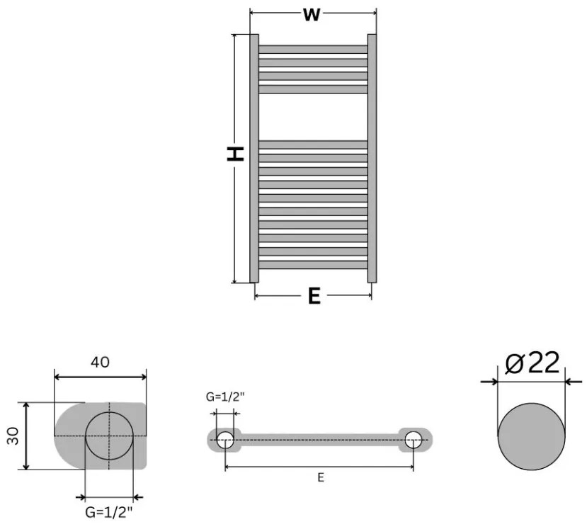 Viva Platinum Therm törölközőszárító radiátor - EGYENES - fehér - 400 x 800 mm