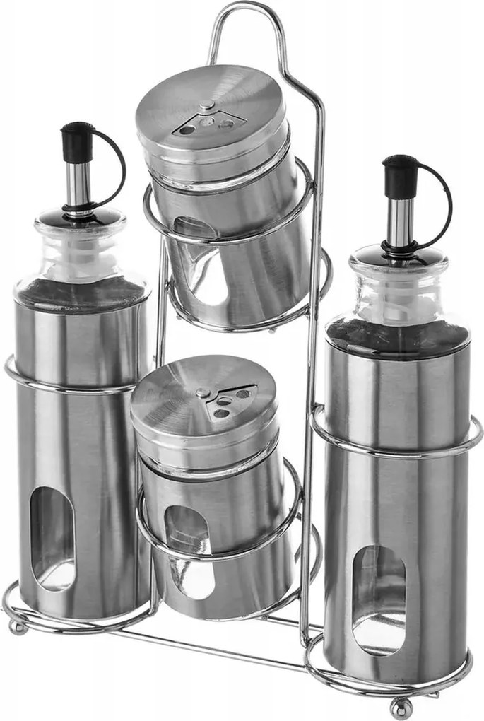 Asztali Rendszerező Fűszerek Olaj Ecet Só-borsszóró Ezüst