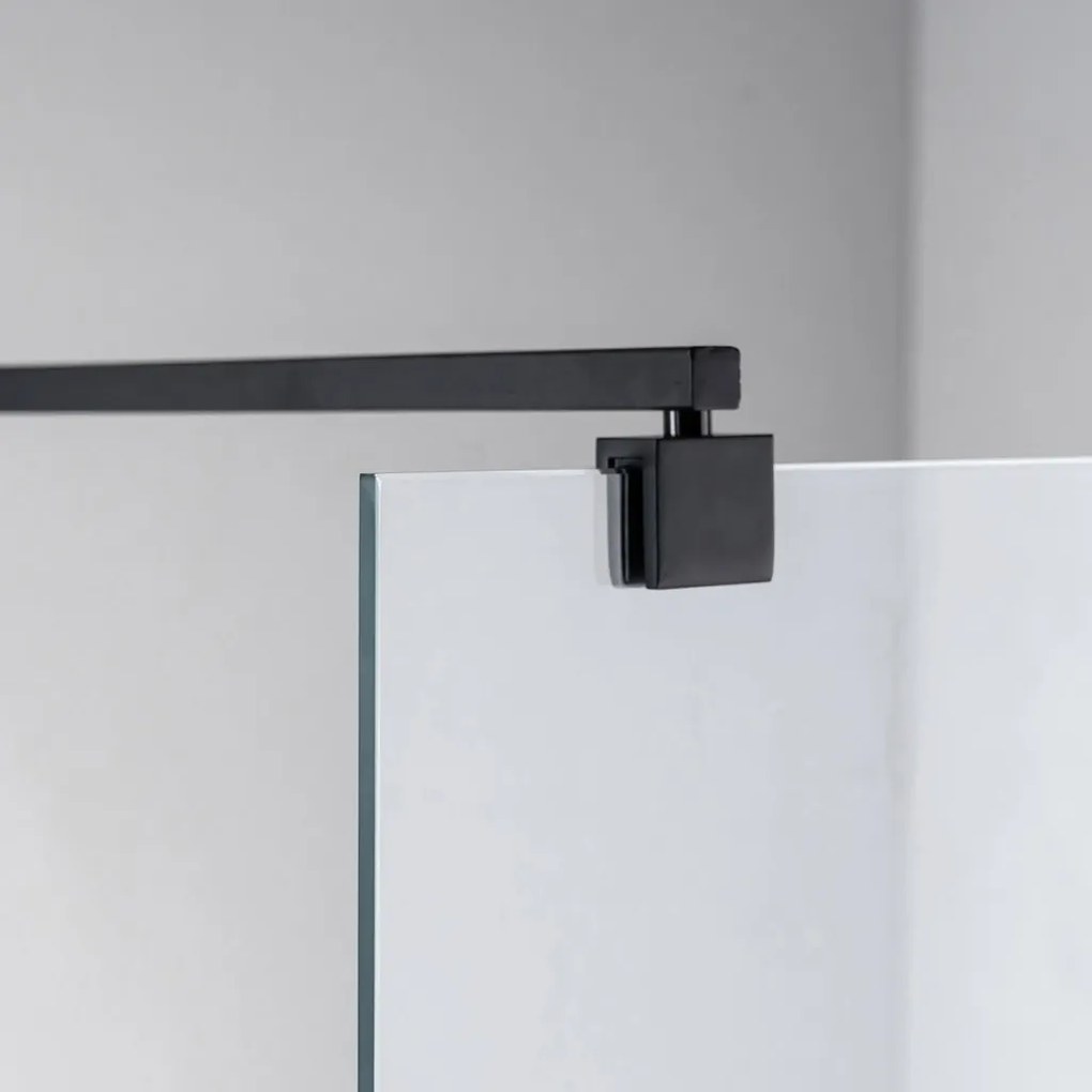 Stuxi Milano Kombi Plus 2 Black Walk-in zuhanyfal, 70x70 cm, 8 mm vastag vízlepergető biztonsági üveggel, 2 polccal és törölközőtartóval