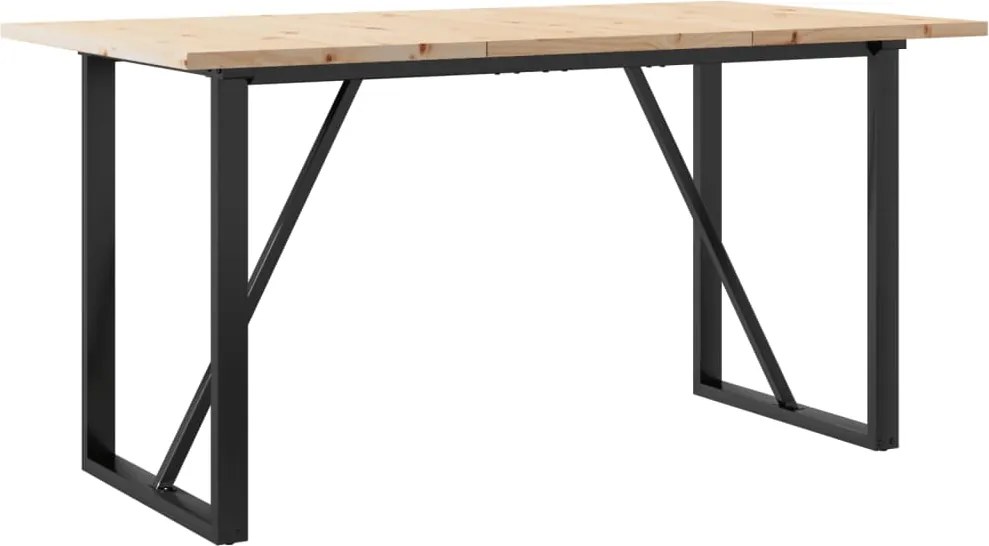 vidaXL tömör fenyőfa és acél étkezőasztal O-vázzal 140x80x75,5 cm