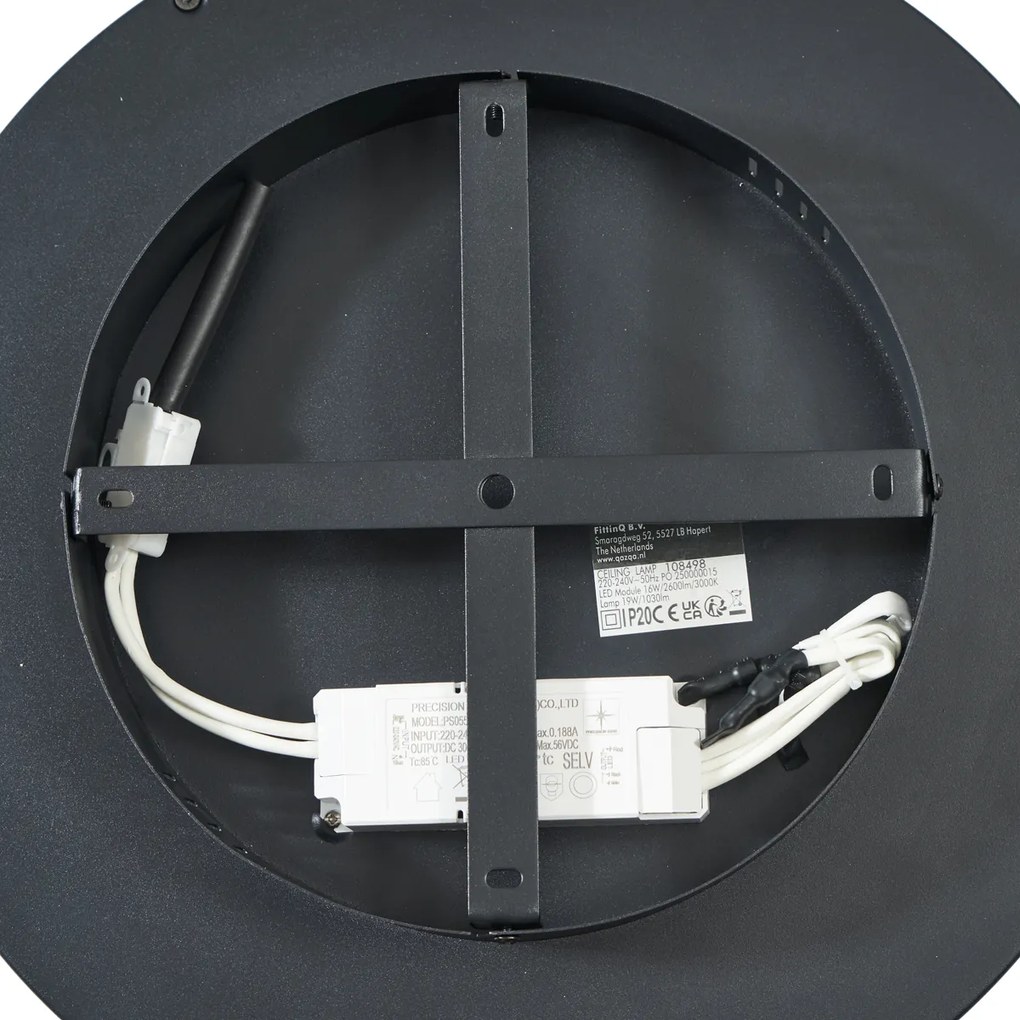 Design mennyezeti lámpa fekete arannyal 40 cm LED-del, 3 fokozatú kapcsolóval - Ingo