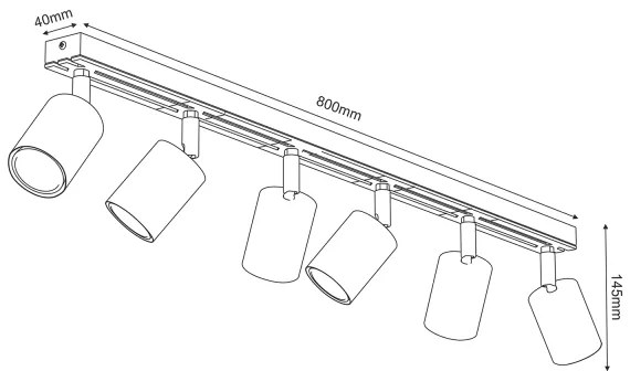 Spotlámpa TERRA 6xGU10/8W/230V fekete/tölgy