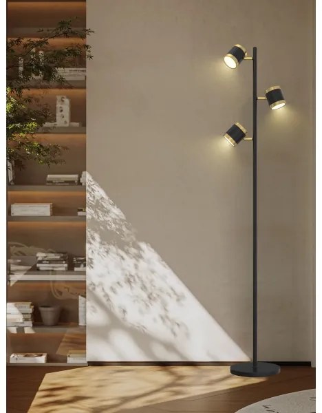 Wofi 3003-304S -LED Fényerőszabályozható állólámpa TOULOUSE 3xLED/7W/230V fekete/arany