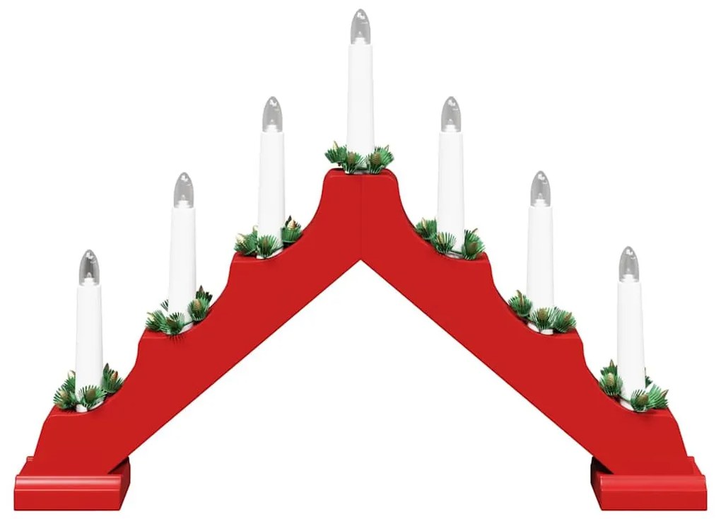 Karácsonyi gyertya híd Piros 39.5 x 5 x 29 cm Tömör fenyőfa