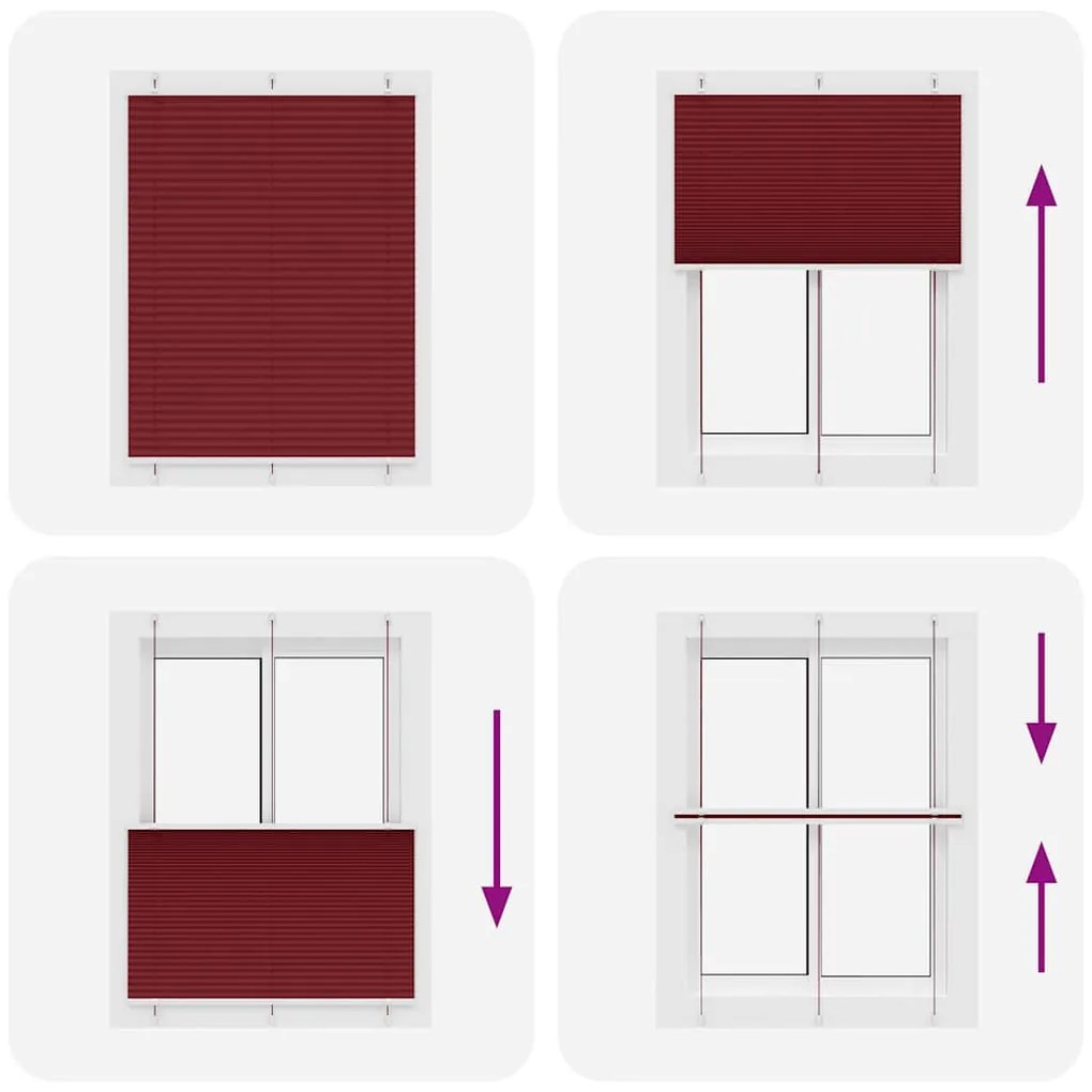 pliszírozott redőny Bordeaux piros 105x100 cm szövetszélesség