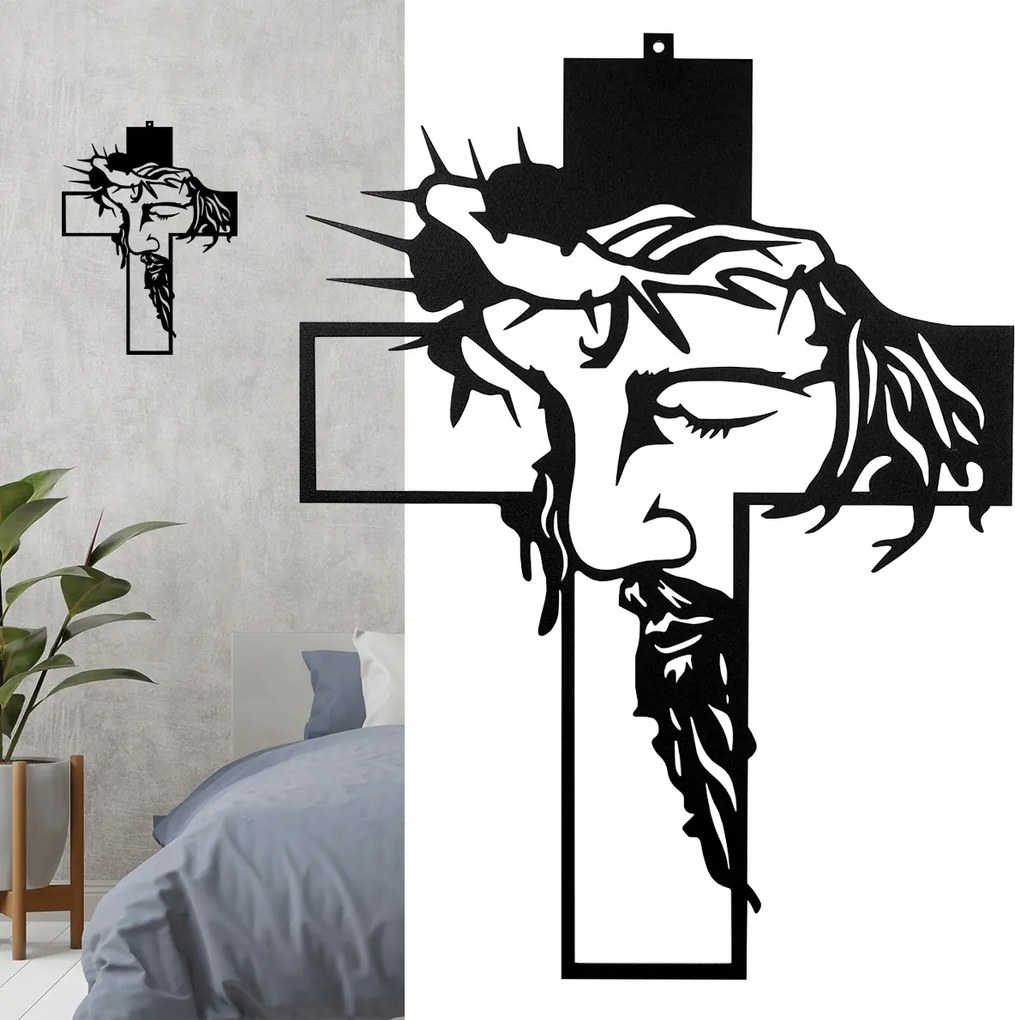 Fém Kereszt falikép 40cm T4