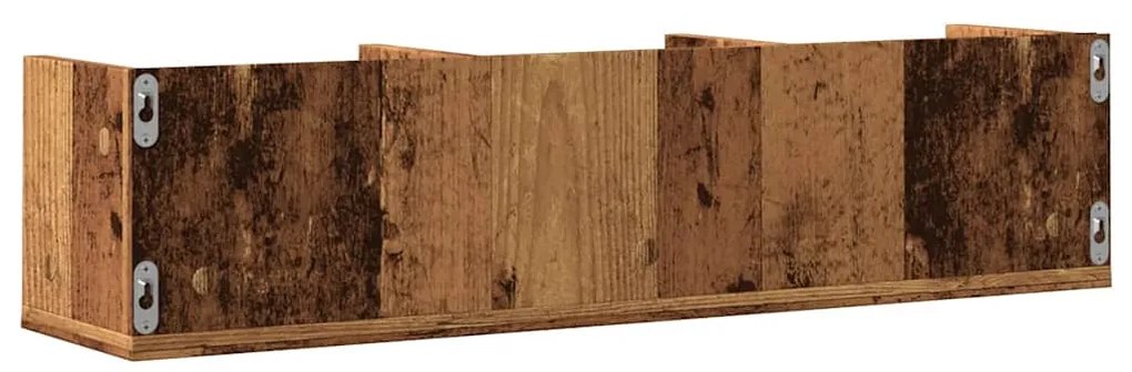 antik fa színű szerelt fa CD-tartó fali polc 75 x 18 x 18 cm