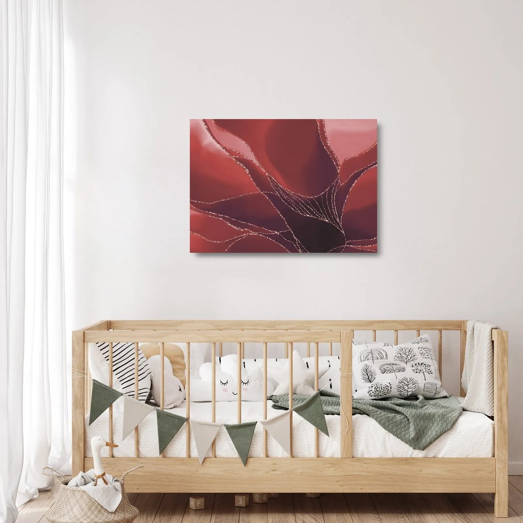 Üveg kép - Piros absztrakt virág N⁰2 (70x50 cm)