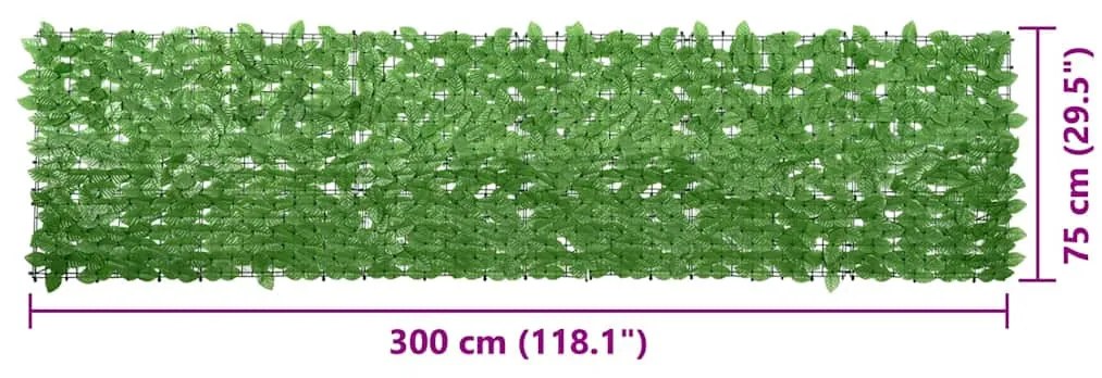 zöld leveles erkélyparaván 300 x 75 cm