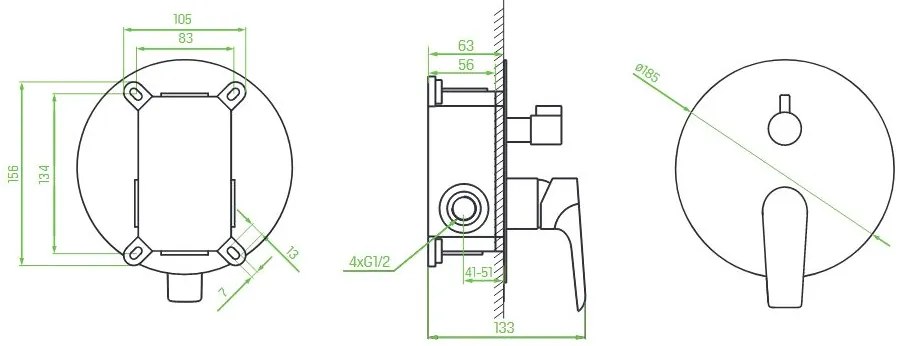 LAVEO ALEA - Podomietková sprchová batéria s prepínačom, Chróm, BLE_00PD