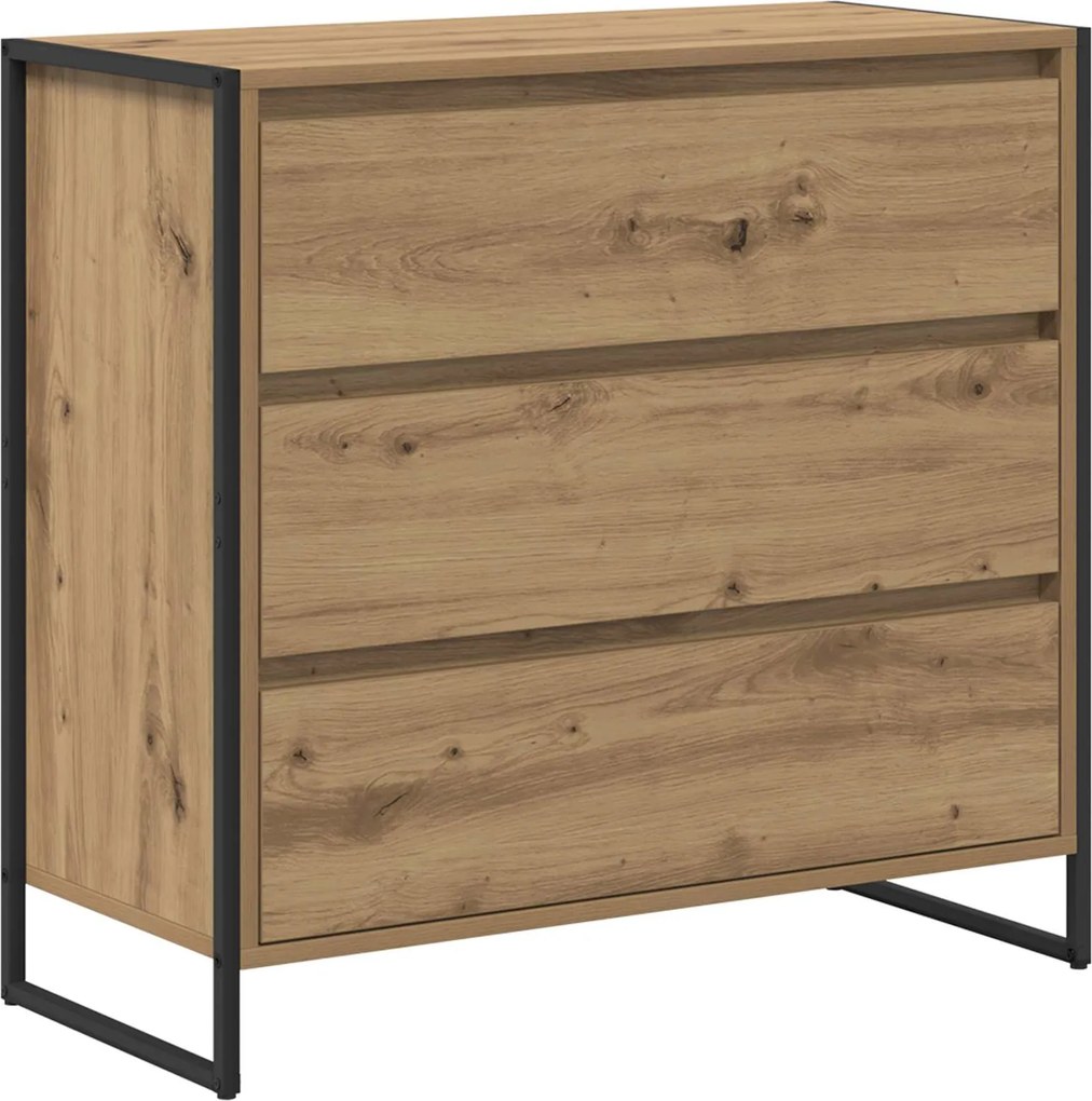 vidaXL Széf fiókkal Művészi tölgy 79 x 36 x 75.5 cm Faanyag