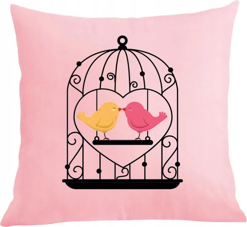 Valentin napi párna párnahuzat Madárkák a ketrecben