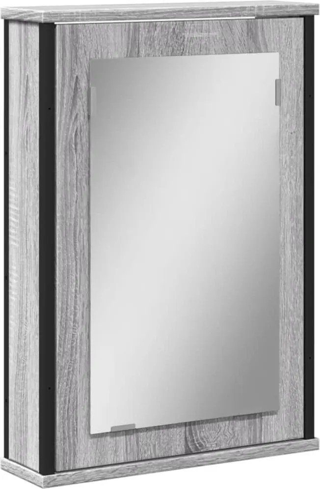 vidaXL szürke sonoma szerelt fa tükrös szekrény 42x12x60 cm