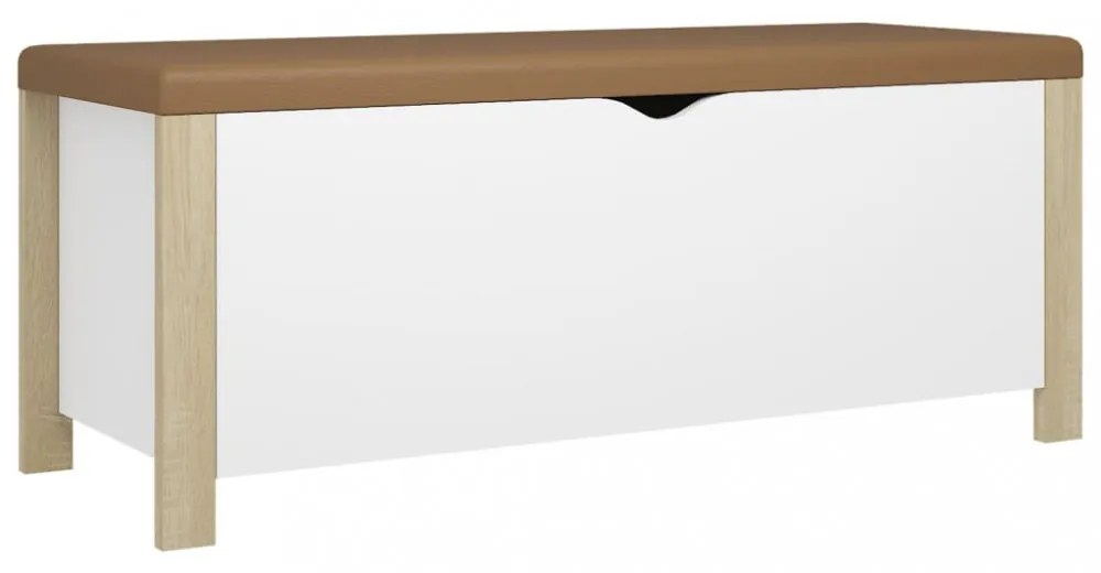 fehér és sonoma tölgy színű tárolódoboz párnával 105x40x45 cm