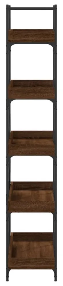 5-szintes barna tölgy szerelt fa könyvespolc 100x33x180,5 cm