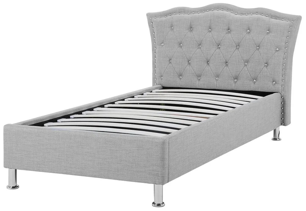 Egyszemélyes ágy 90 cm MATH (ágyráccsal és tárolóhellyel) (szürke). 1007362
