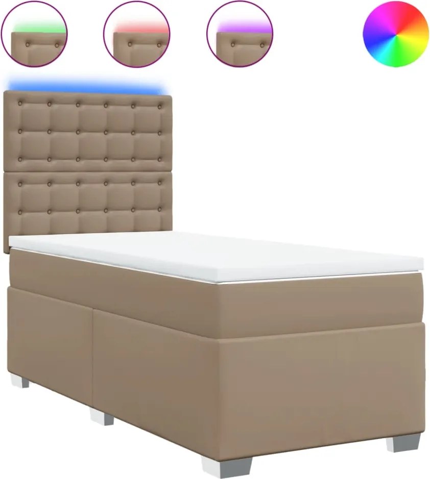 vidaXL cappuccino színű műbőr rugós ágy matraccal 80 x 200 cm