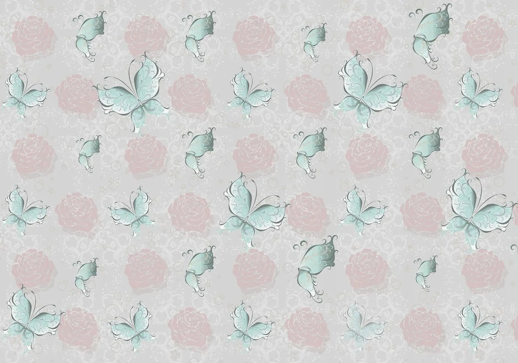 Fotótapéta Pillangók és rózsák shabby chic Provence skandináv 350x250 +ragasztó