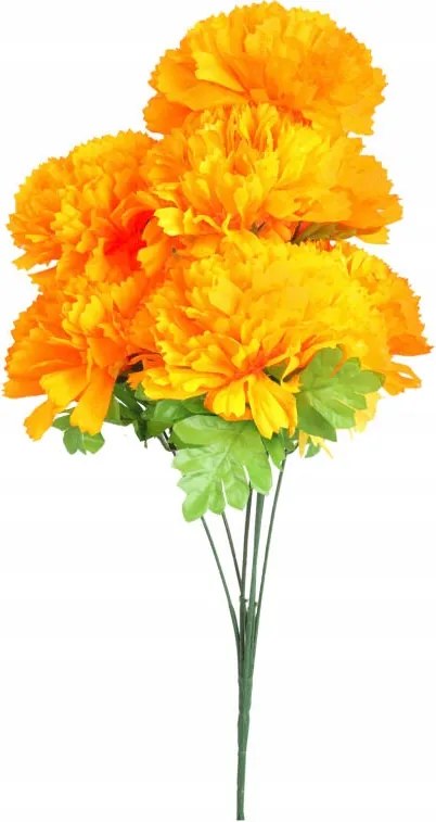 Mesterséges Csokor 7 nagy krizantém narancssárga-sárga Virágos ágak