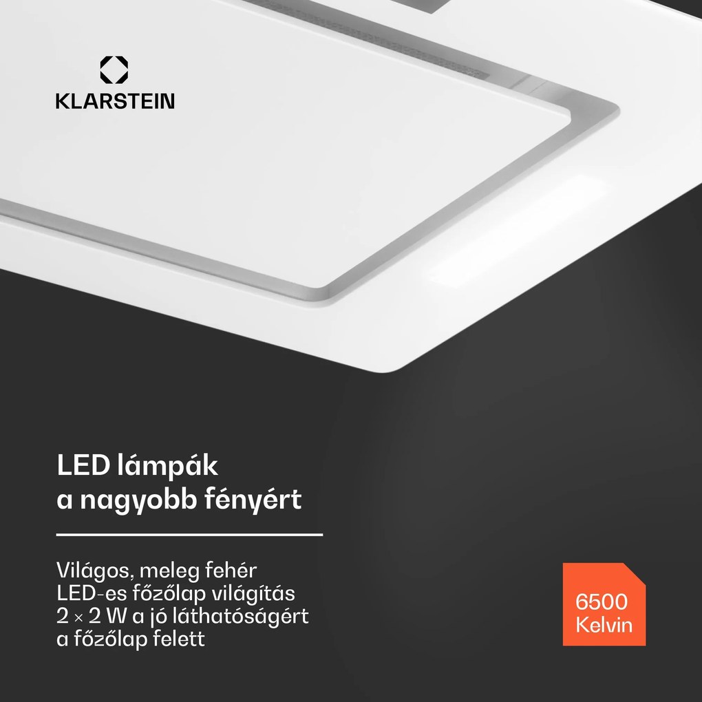 Klarstein Hektor Eco, páraelszívó, 60 cm, 466 m³/ó, érintéses vezérlés, üveg