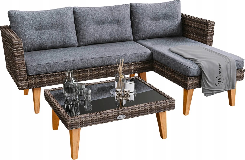 Kerti bútor szett di volio technorattan szürke 2 részes Abiko szett