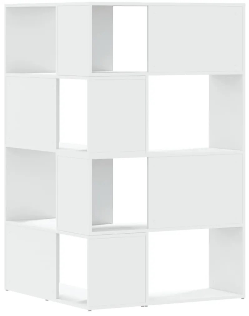 4 szintes fehér szerelt fa sarok könyvespolc 85 x 85 x 140 cm