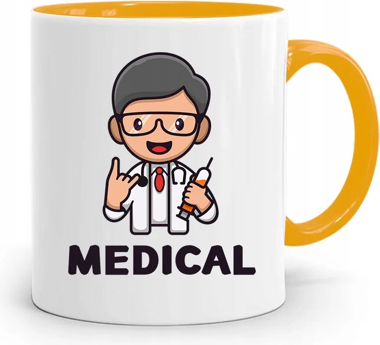 Sárga Bögre Orvos Nyomtatott Fotóval