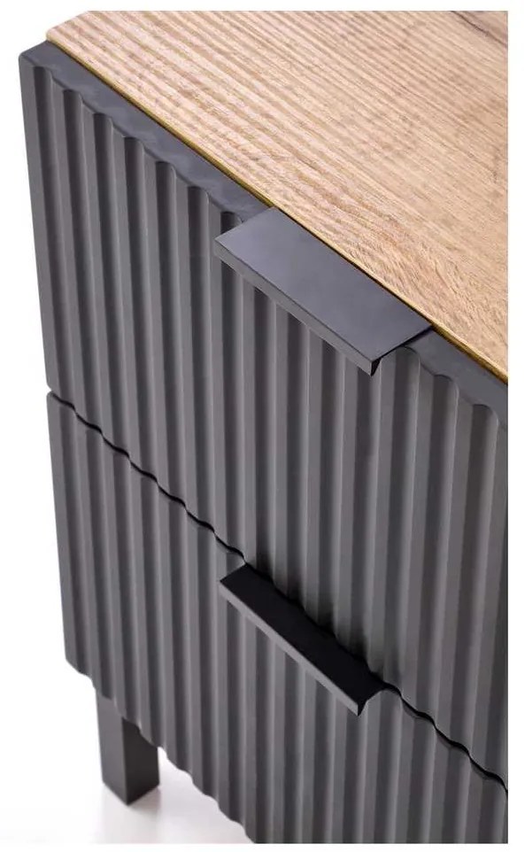 Maisie éjjeliszekrény, craft tölgy / fekete