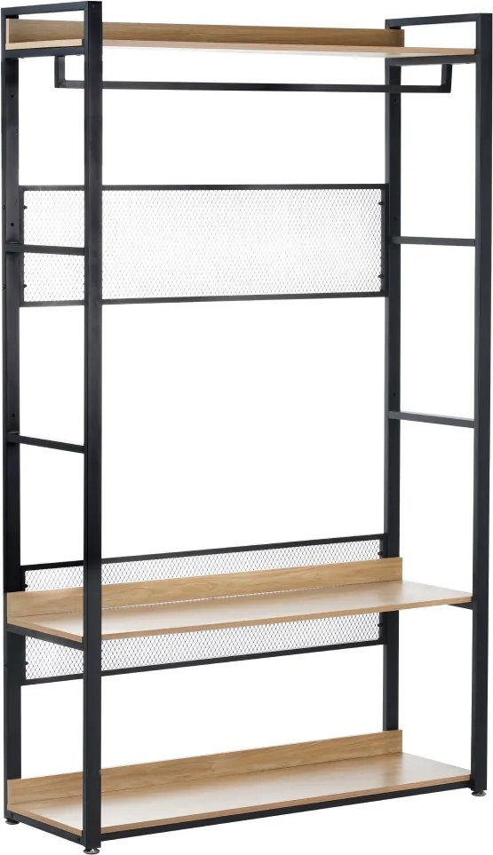 Polcállvány polcokkal, tölgy/fekete, KILOS NEW TYP 2