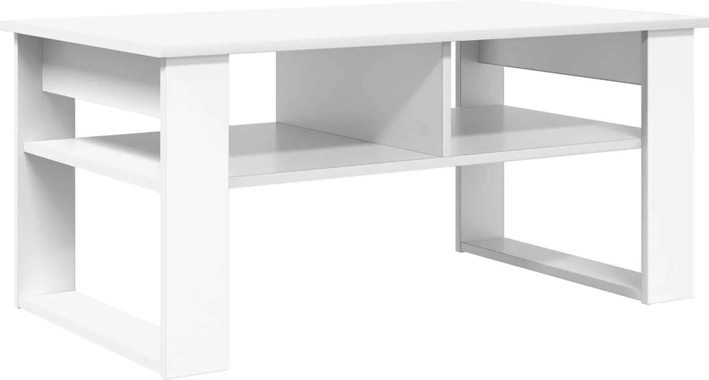 vidaXL Dohányzóasztal tárolóval Fehér 96 x 54 x 44 cm Faanyag