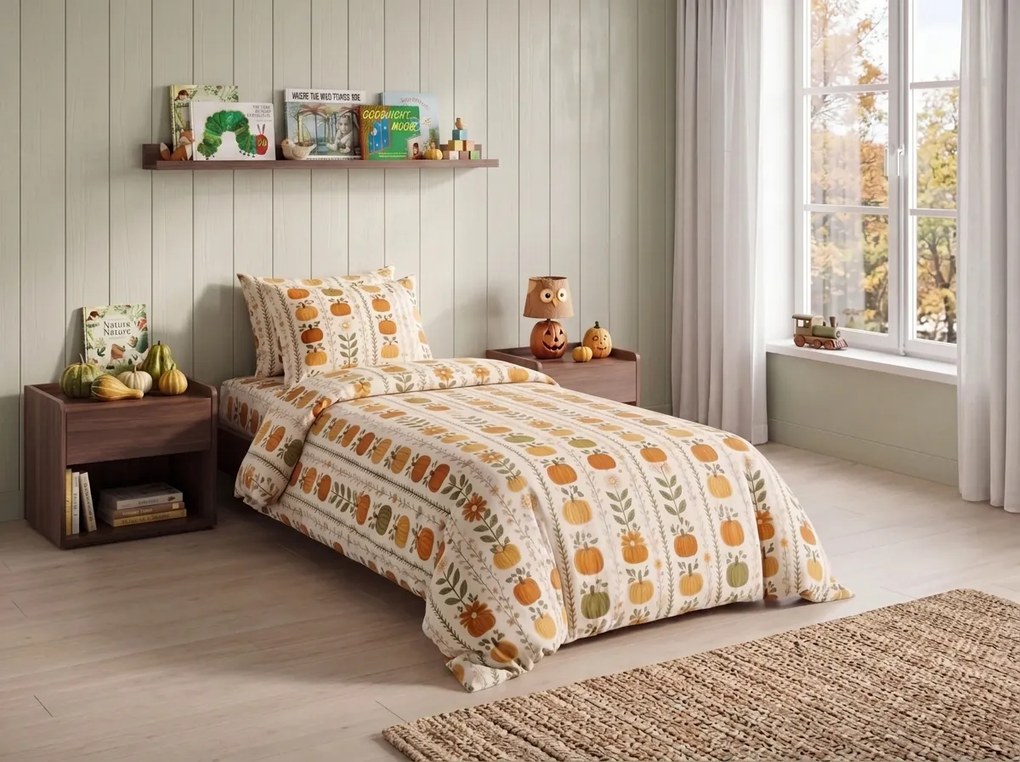 Flanel ágynemű PUMPKIN LINES színes kivitel Ágyneműhuzat mérete: 2 db 70 x 90 cm | 200 x 220 cm