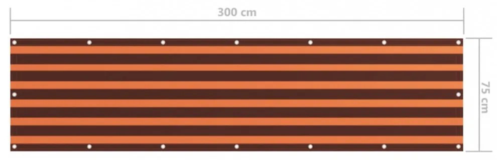 narancssárga és barna oxford-szövet erkélyparaván 75 x 300 cm