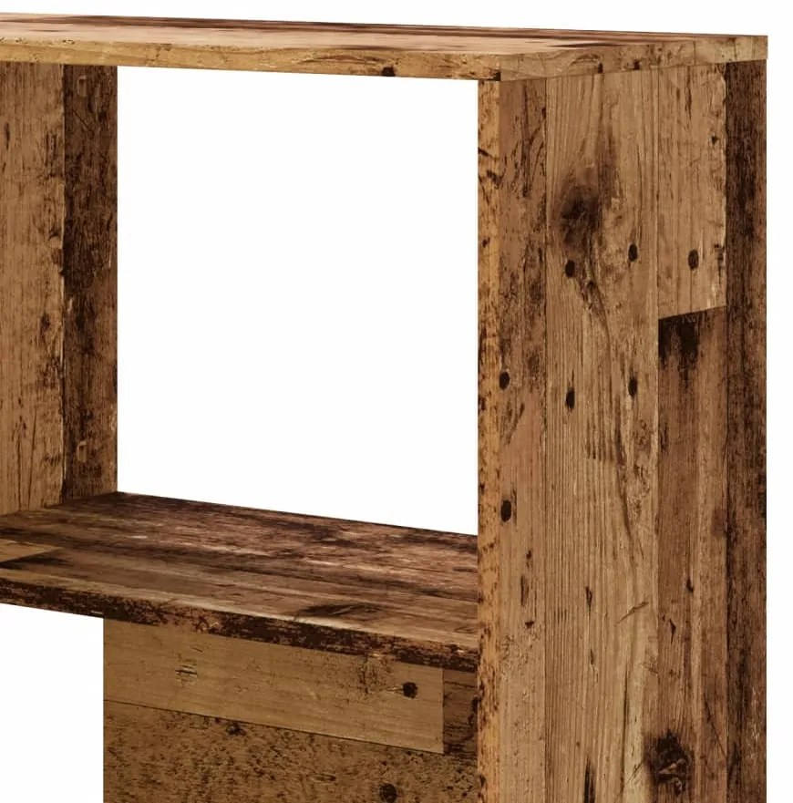 4 szintes antik fa szerelt fa sarokkönyvespolc 85 x 85 x 140 cm