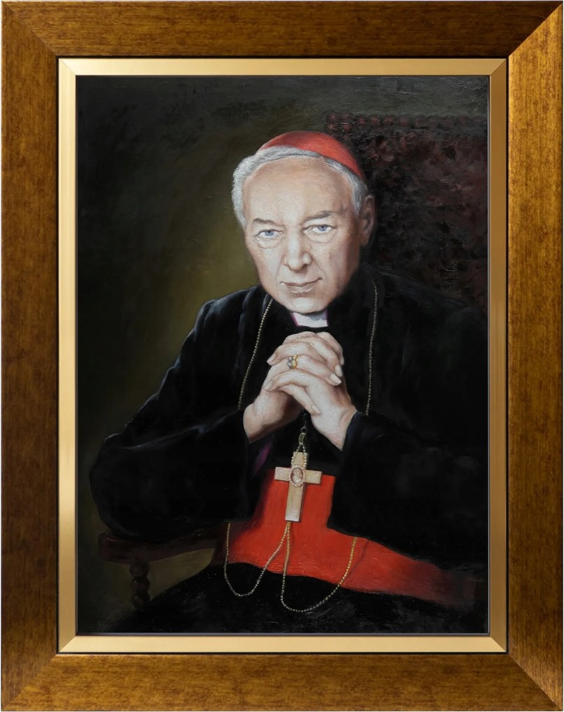 Wyszyński Bíboros Szakrális Kép Arany Vászon Díszkeret 30X40