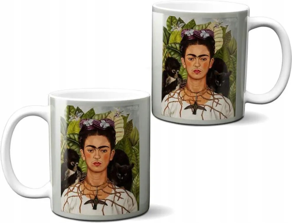 Önarckép bögre tövises nyaklánccal és kolibrivel Frida Kahlo