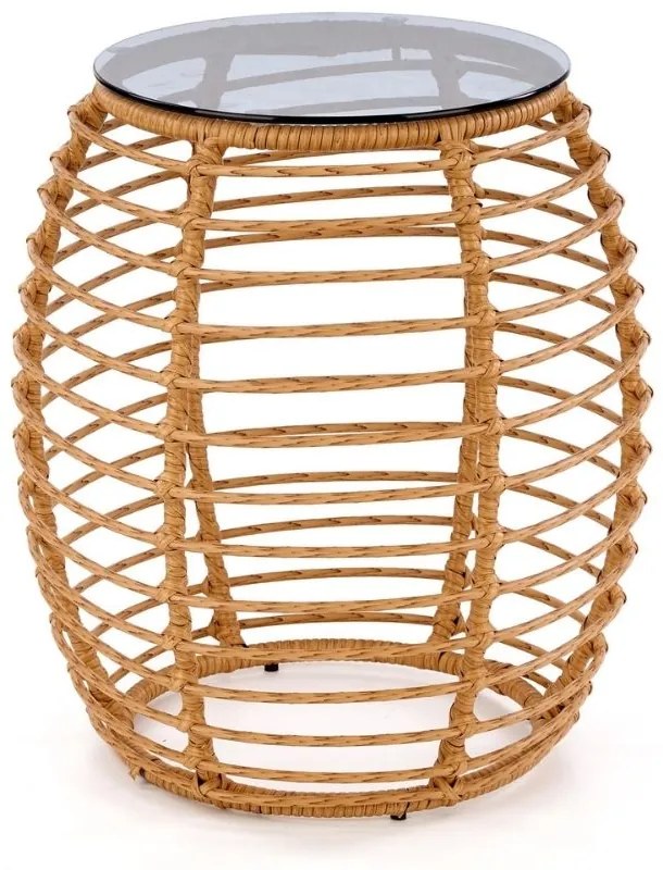 Barrel kerti asztal, rattan