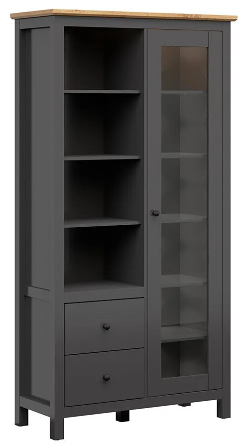 Vitrin Hesen REG1W2S/20/11 (LED világítással) (grafit + artisan tölgy). Akció -18%. 1062527