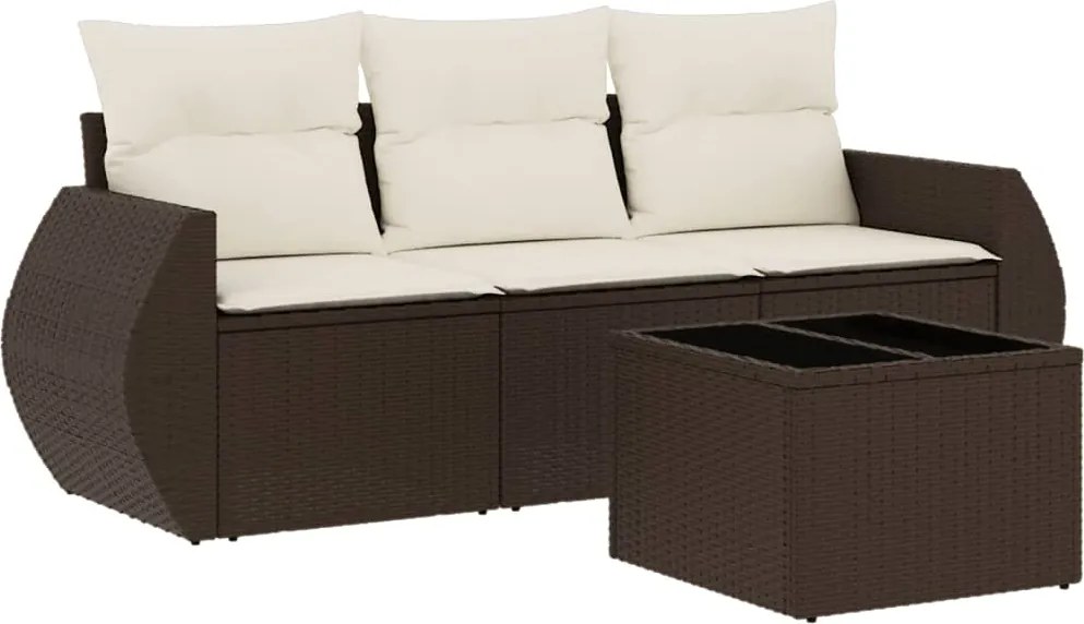 vidaXL 4 részes barna polyrattan kerti ülőgarnitúra párnákkal