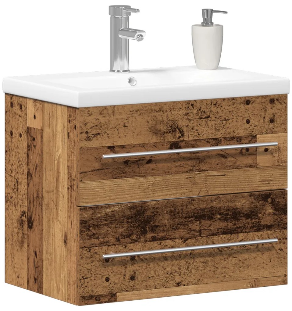 Mosdókagylós szekrény fiókkal 2 pcs Régi fa 60 x 38.5 x 48 cm