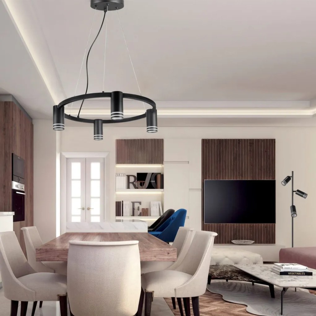 POLUX 327567 ROMA Modern Led Függesztett Lámpa Fekete GU10 IP20