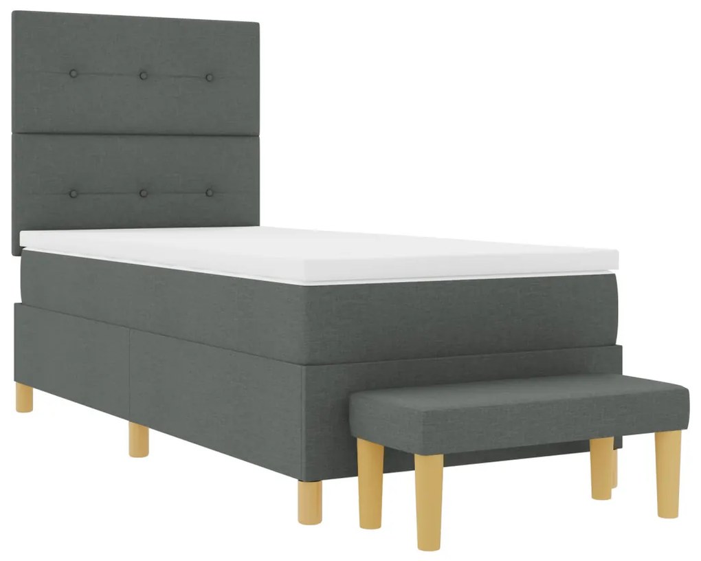 Boxspring Ágy matraccal és paddal Sötétszürke 100x200 cm Szövet