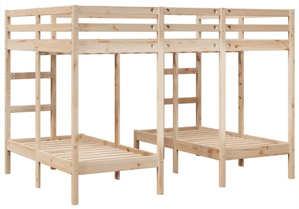 tömör fenyőfa tripla emeletes ágykeret 140x200/70x140 cm