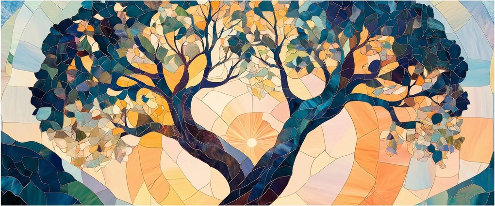 Kép – Mozaik – nap és fa II. (120x50 cm)