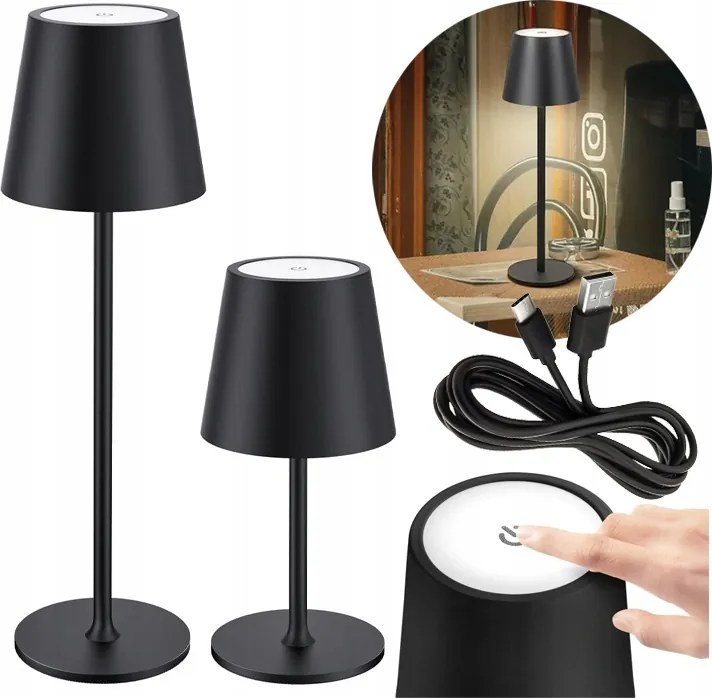 Asztali Led Lámpa 3W Kültéri Terasz Erkély IP44 Fekete Cct