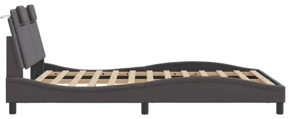 szürke műbőr ágykeret LED-világítással 120 x 200 cm