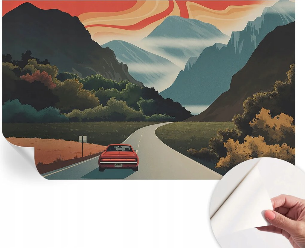 Öntapadós tapéta Fali furnér 3D hatás Hegyi kaland 416x254 cm