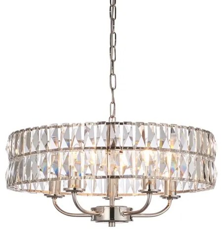 Endon 104467 - Csillár láncon CLIFTON 5xE14/6W/230V fényezett króm/átlátszó