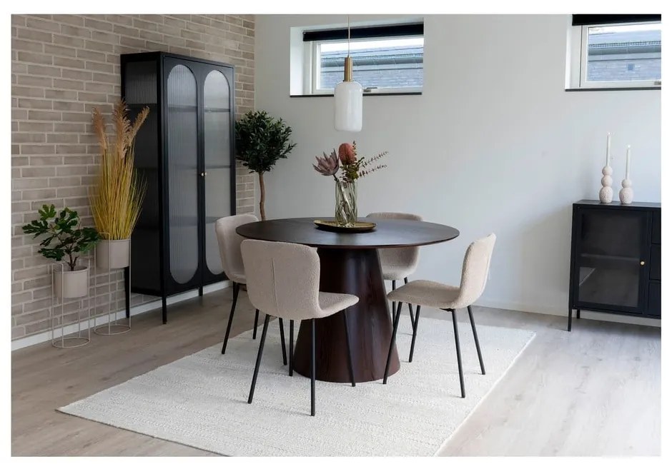 Kerek étkezőasztal diófa dekoros asztallappal ø 120 cm Bolton – House Nordic