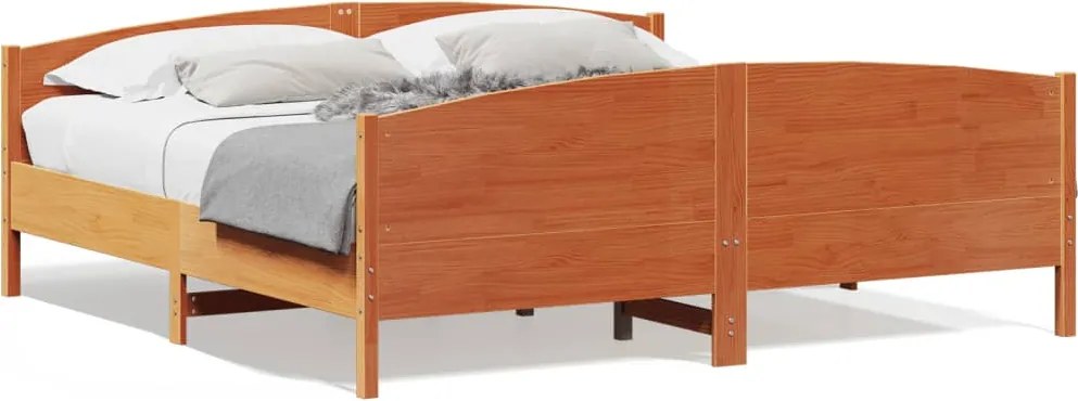 vidaXL viaszbarna tömör fenyőfa ágy matrac nélkül 180 x 200 cm