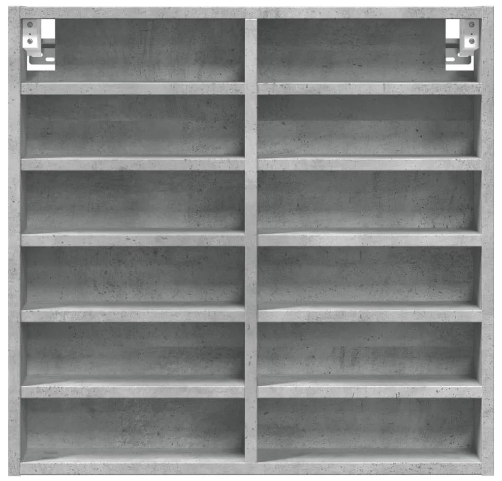 betonszürke szerelt fa vitrinszekrény 60 x 8,5 x 58 cm